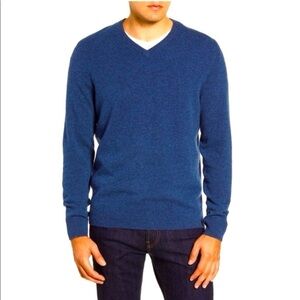 NWOT CLUB ROOM Men's V-Neck 100% Cashmere Sweater Blue Size Medium